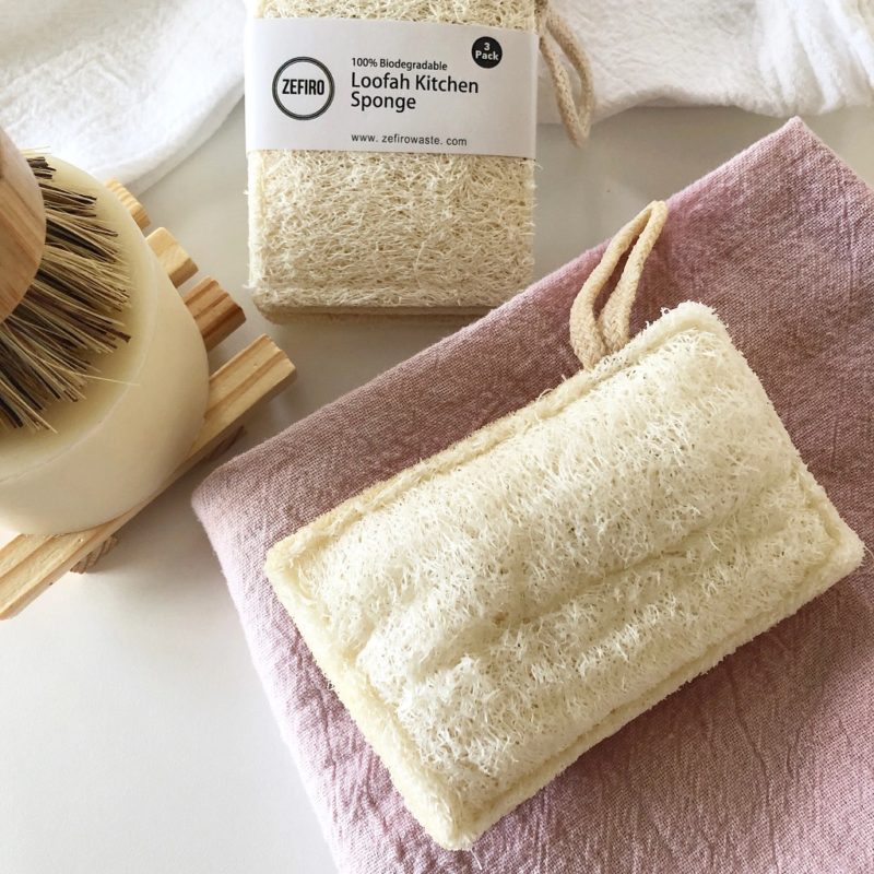 set of three natural loofah sponges